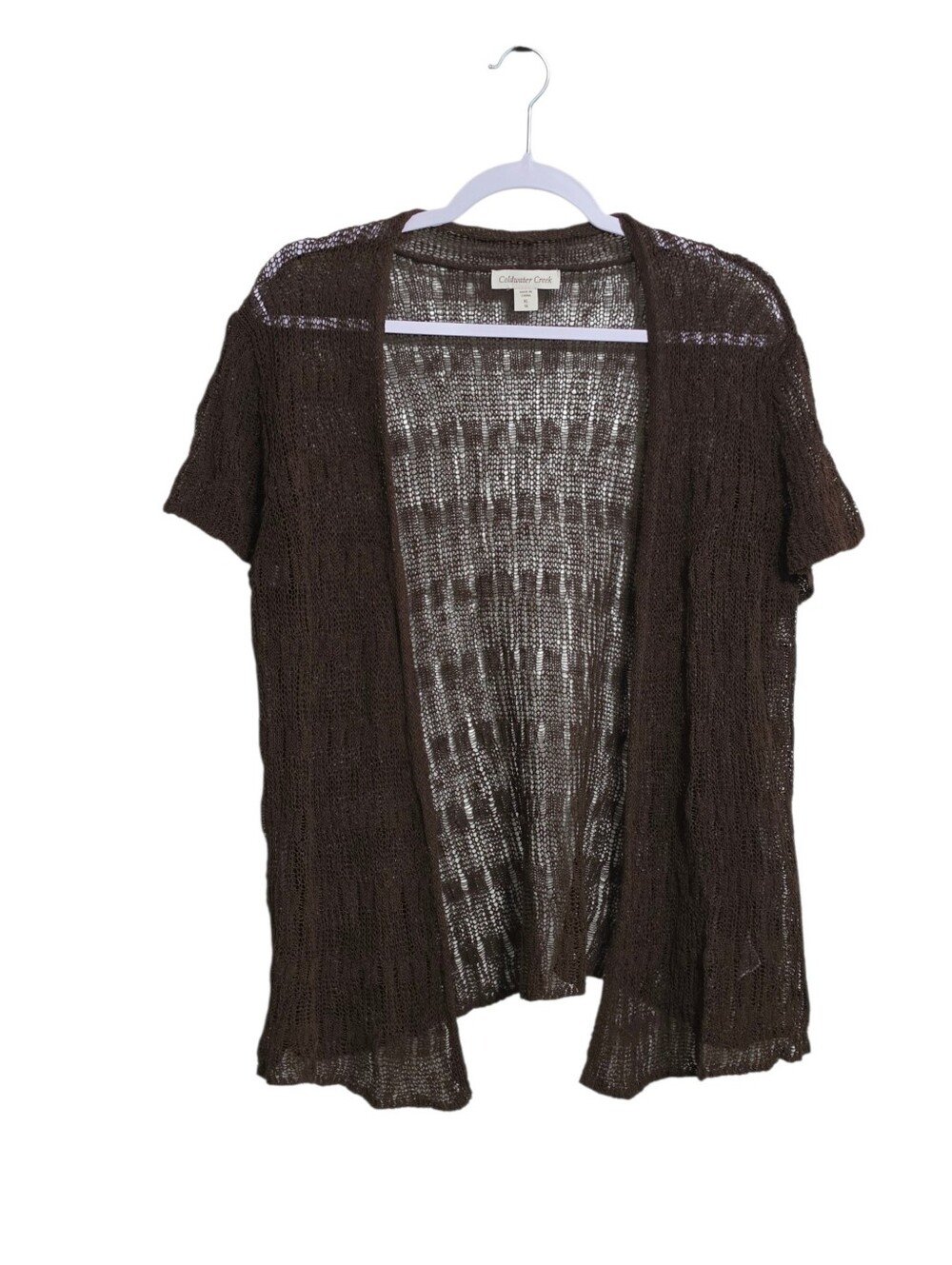 Vintage Brown Cardigan Top XL Short Sleeve Layering Earthy Forest Fairy